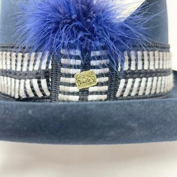 Bailey New West Gambler Cowboy Hat Navy Blue Wool Felt Feathers Curled Brim S main image 5